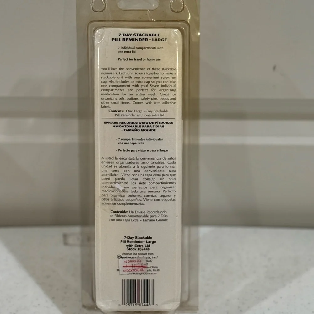 Ezy Dose Clear 7-Day Stackable Pill Reminder ~ Large ~ NEW